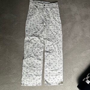 H&M White Pants with Floral Design